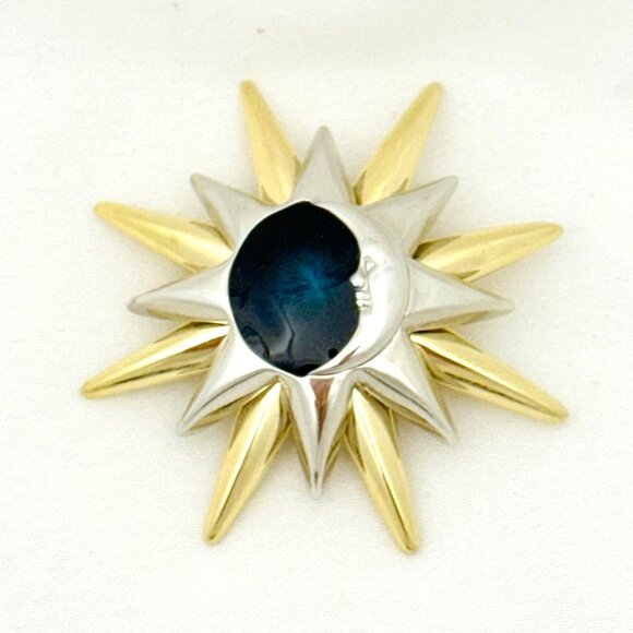 Vintage Liz Claiborne Moon/Star/Sunburst Celestial Brooch/Pin in Original Box - Picture 5 of 9